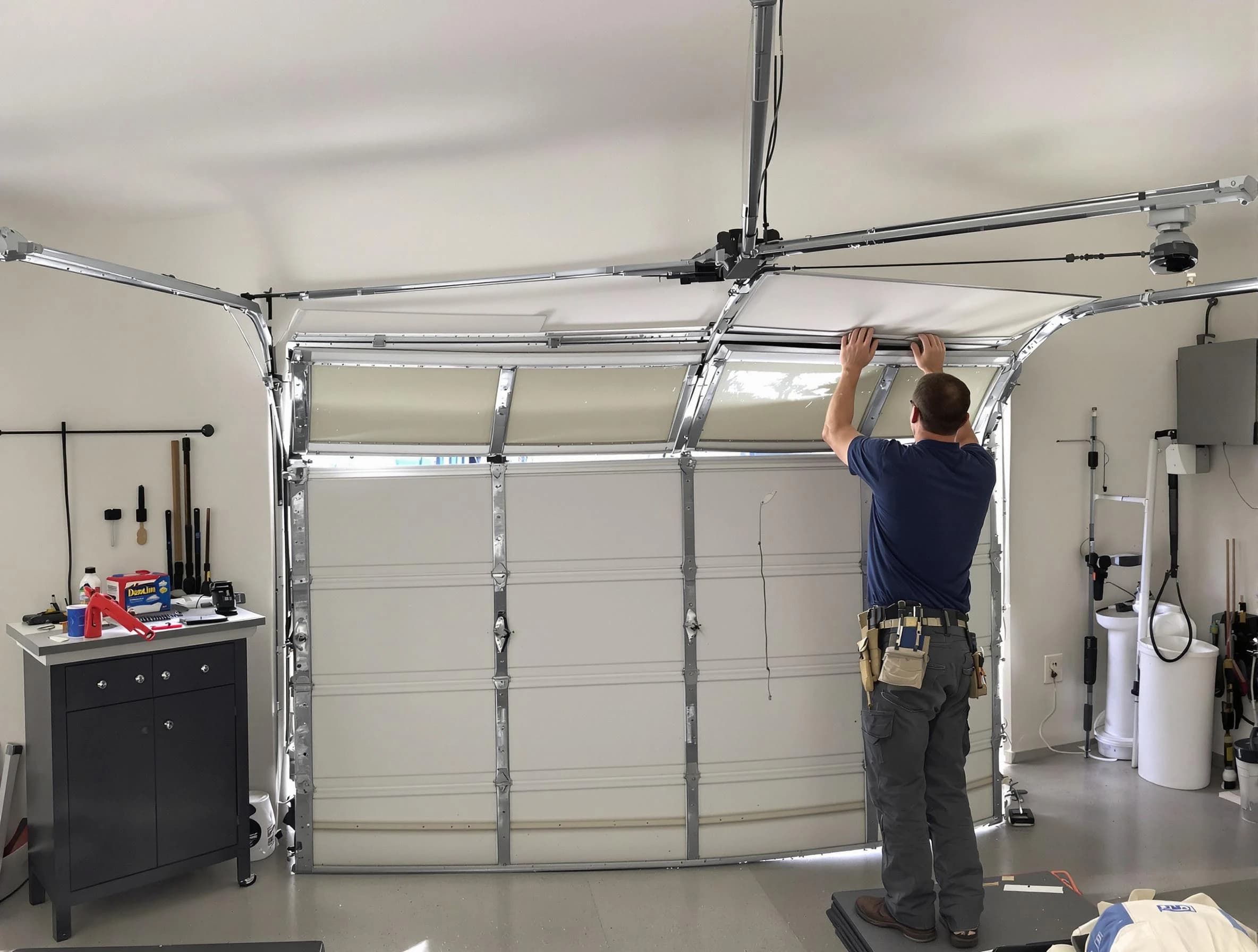 Dacula Garage Door Repair specialist performing precise section replacement on Dacula garage door