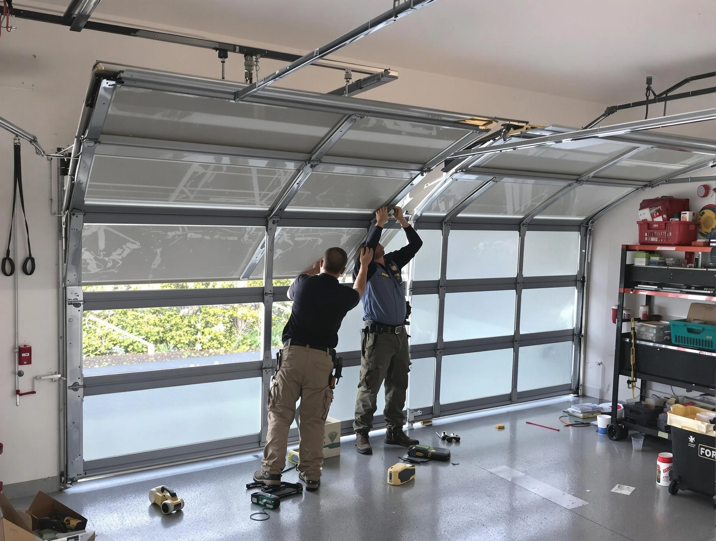 Dacula Garage Door Repair expert performing precise panel replacement on Dacula garage door