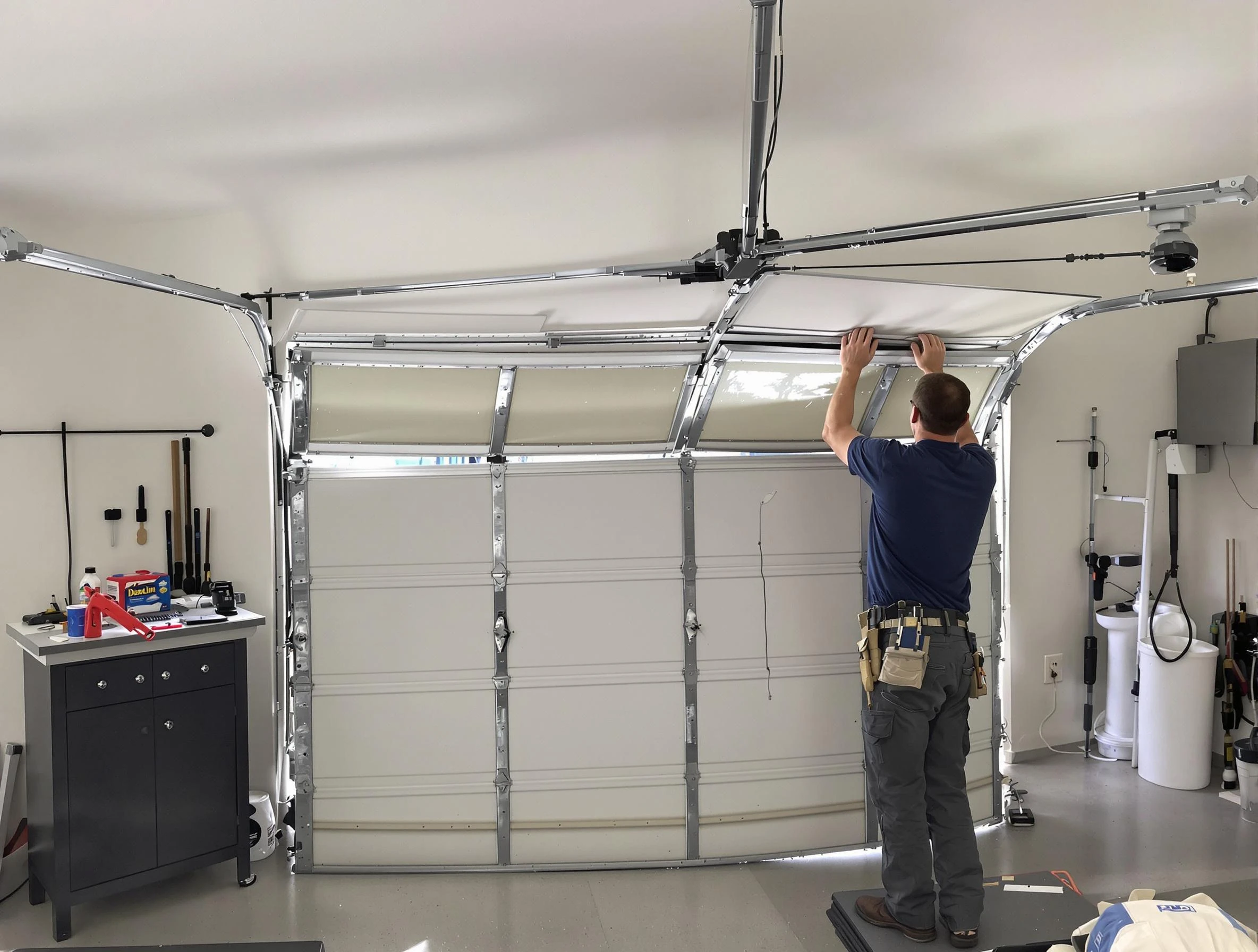 Dacula Garage Door Repair specialist performing precise section replacement on Dacula garage door