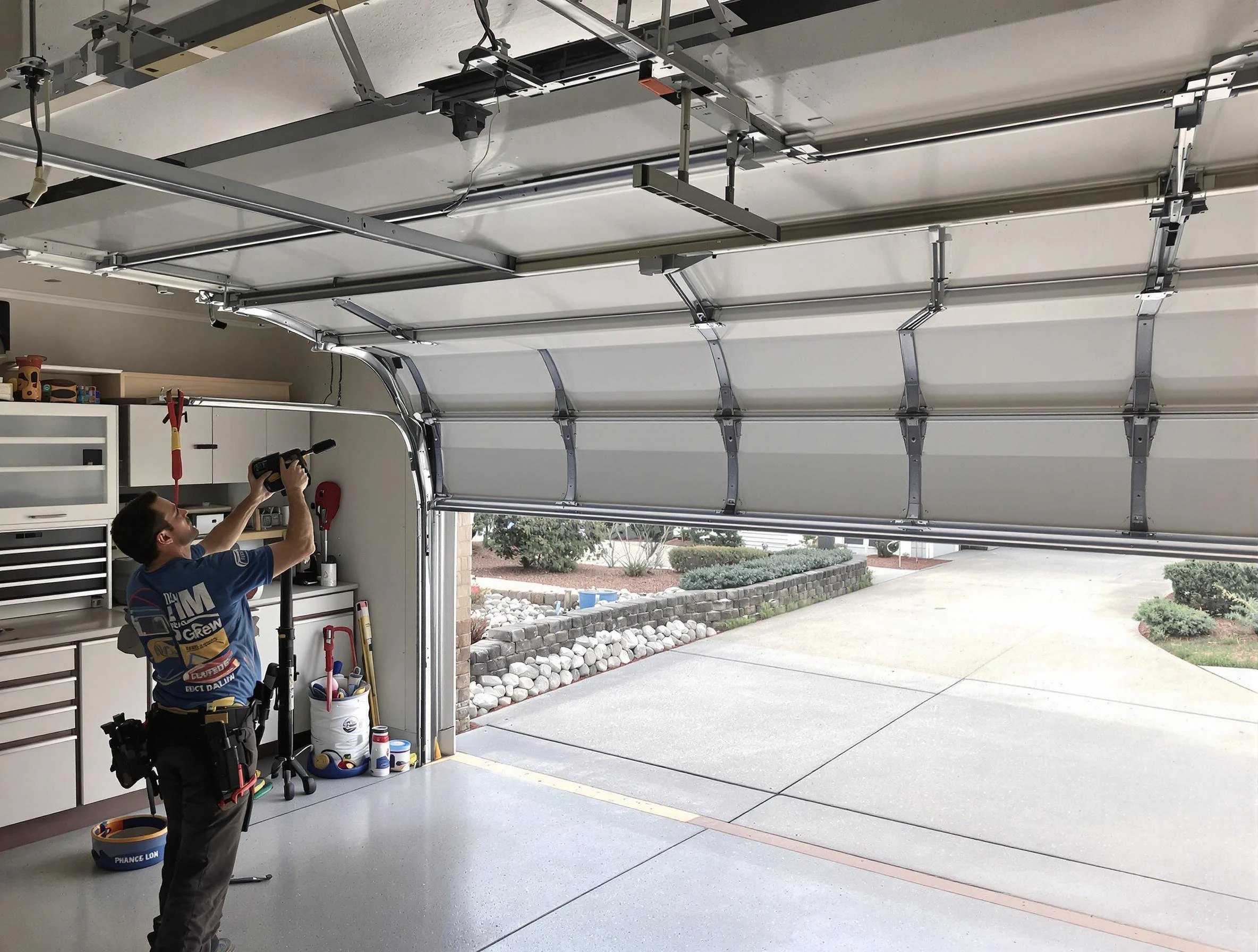 Garage door track repair service by Dacula Garage Door Repair in Dacula